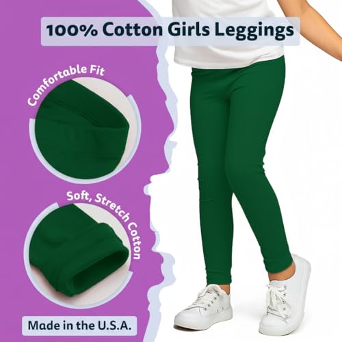 City Threads Made in USA Girls Leggings 100% Cotton for School Uniform Sports Coverage or Play Perfect for Sensitive Skin or SPD Sensory Friendly Clothing, Forest Green, 5 - Image 3
