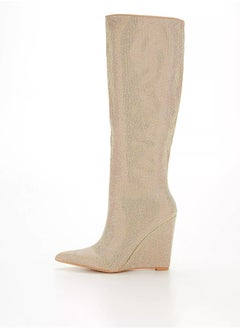 PUBLIC DESIRE Cassiopia Iridescent Diamante Knee High Boots  - Image 1