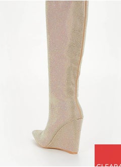 PUBLIC DESIRE Cassiopia Iridescent Diamante Knee High Boots  - Image 2