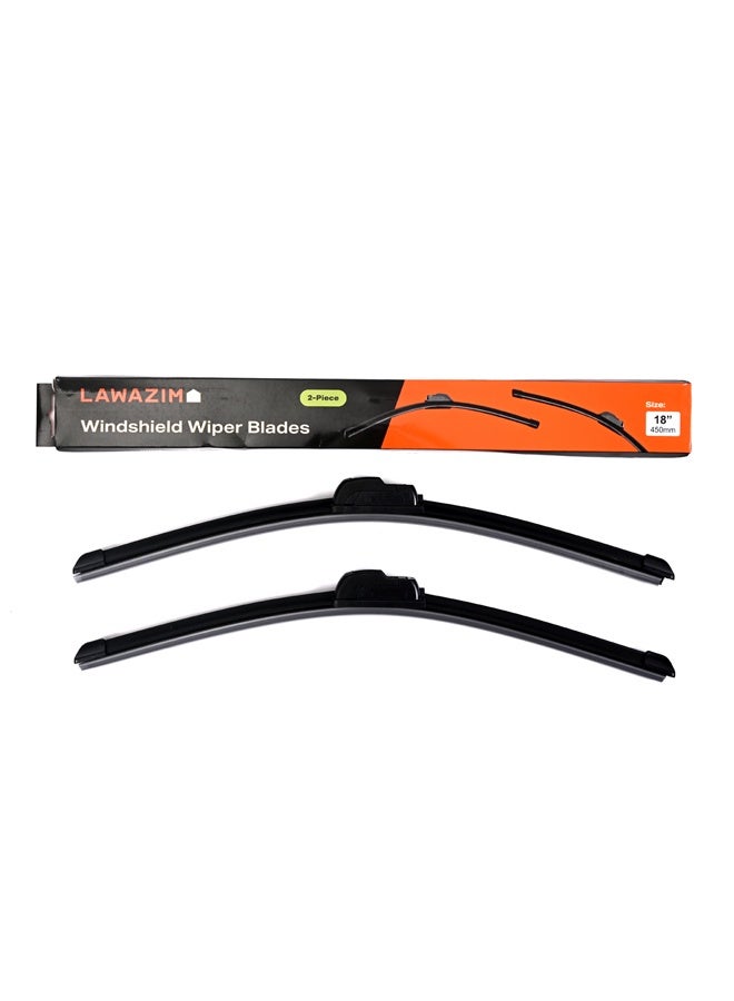 LAWAZIM Windshield Wiper Blades - 18'' (Pack of 2)- All-Season Wiper Blades, Frameless Design with Low-Noise Operation - Passenger and Driver Side Front Windshield Wiper Blades for Most Vehicle Models - Image 1