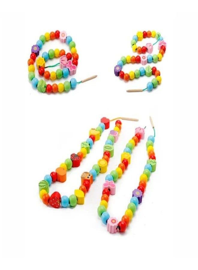 Kidstoysdaze Wooden Fruit Tree Threading Beads Early Education Lacing Beads Game - Image 4