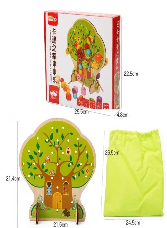 Kidstoysdaze Wooden Fruit Tree Threading Beads Early Education Lacing Beads Game - Image 3