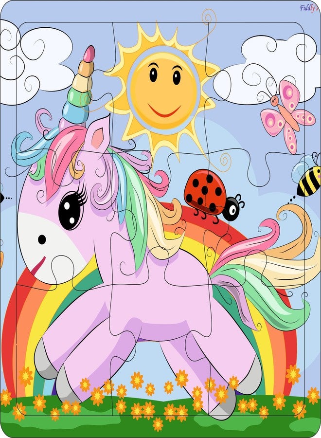 Fiddlys Wooden Jigsaw Puzzles for Kids & Children – 9 Pieces Each, Pack of 4|Double Layered Front & Back Print| Educational Toy for Boys & Girls Age 2 3 4 5 6 Year Old (Unicorn & Princess) - Image 5