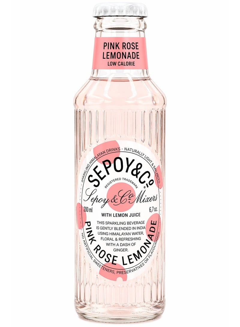 Sepoy & Co Pink Rose Lemonade Low Calorie Soft Drink 200 ml Pack of 4 - Image 2