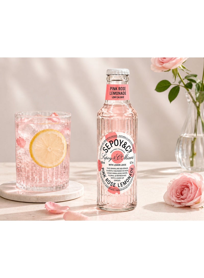 Sepoy & Co Pink Rose Lemonade Low Calorie Soft Drink 200 ml Pack of 4 - Image 3