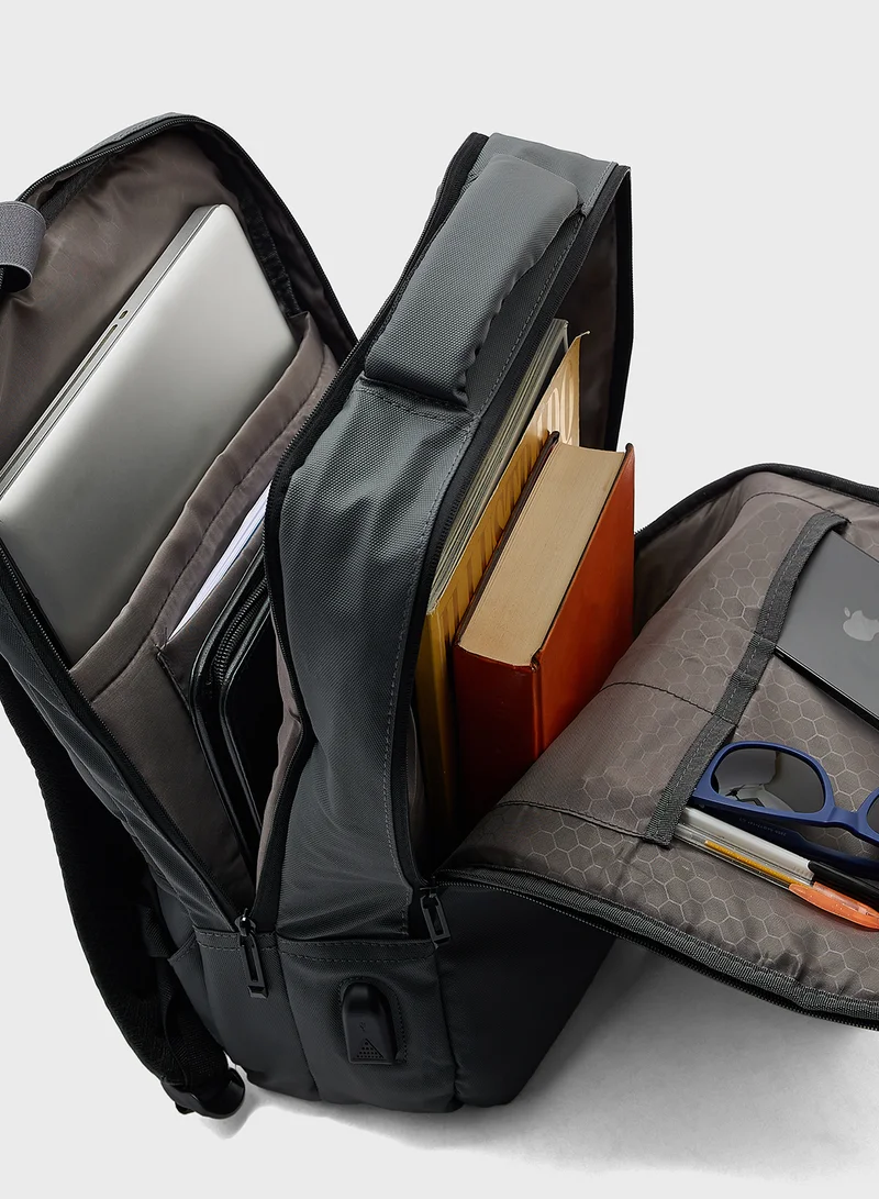 Robert Wood Casual Padded Laptop Backpack With Usb Port