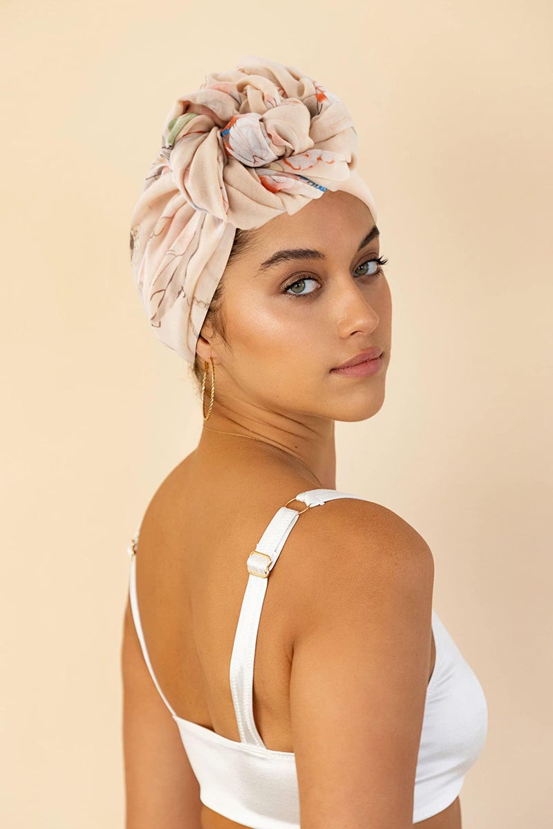 GERINLY أوشحة جيرينلي للنساء بألوان زاهية وزهور عصرية وشال قطن مع نباتات (بيج) - Image 4