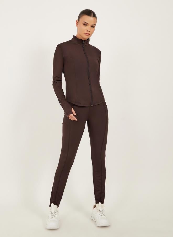 ستايلي اكتيف طقم رياضي بلون بني سادة - Image 1