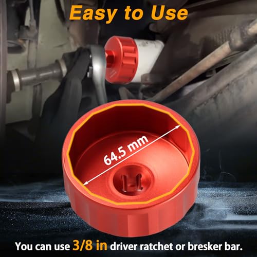 EVRBUL CNC 64.5mm 14 Flute Oil Filter Wrench Tool Oil Filter Cap Wrench Oil Filter Cap Socket Removal Tool Compatible with Toyota Avalon Camry Corolla Highlander Sequoia Tacoma Tundra Venza Matrix - Image 5