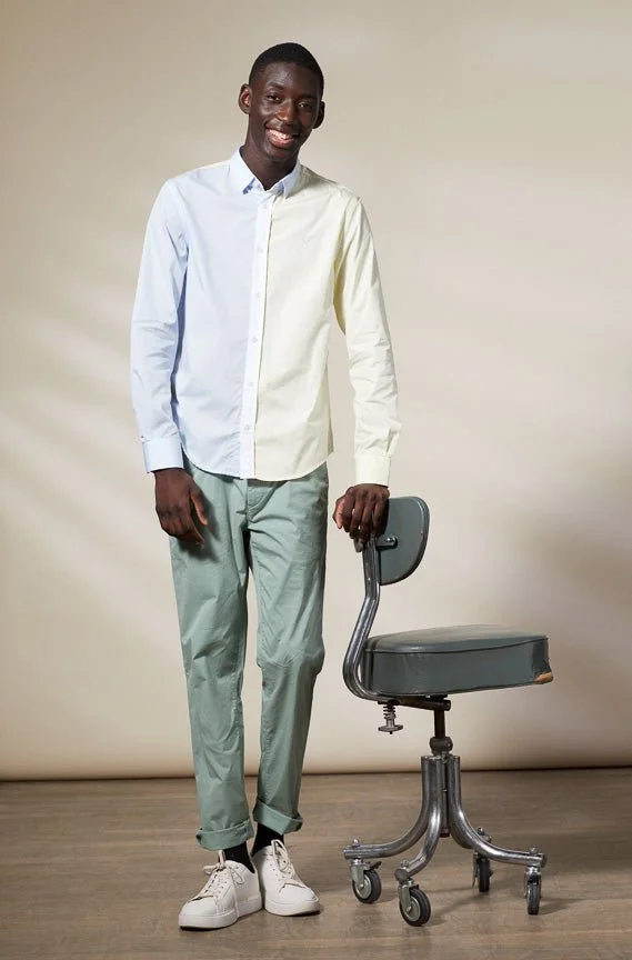 Vicomte A. Cedric Blue White Yellow Shirt