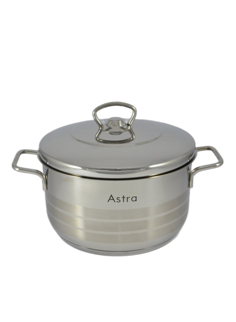 Astra قدر أسترا من الفولاذ المقاوم للصدأ – سعة 4.5 لتر – 22 × 12 سم – فولاذ 18/10 كر-ني – فضي – أواني طهي فاخرة للوجبات اليومية - Image 2