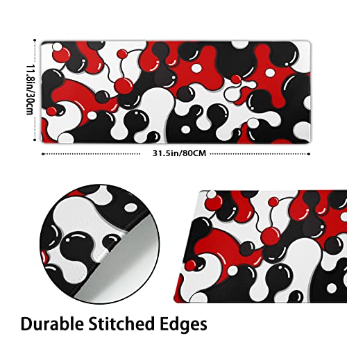 aportt Red Black White Mouse Pad Anime Cool Geometric Japanese Extended Desk Mat 80X30cm Non-Slip Rubber Base Stitched Edge Large XL Mousepad for Desk Gaming Laptop Desktop,31.5×11.8 Inch - Image 2