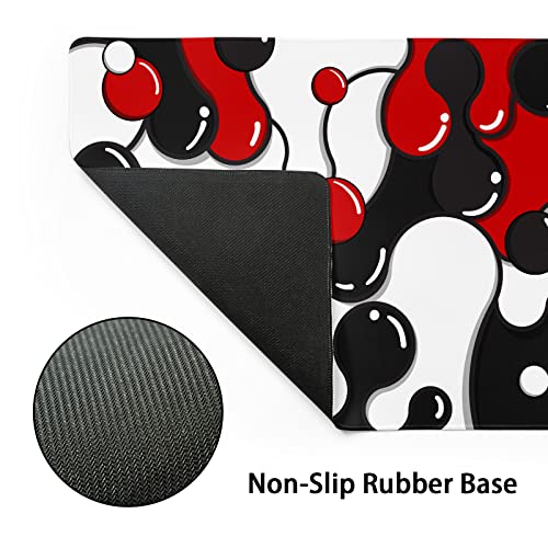 aportt Red Black White Mouse Pad Anime Cool Geometric Japanese Extended Desk Mat 80X30cm Non-Slip Rubber Base Stitched Edge Large XL Mousepad for Desk Gaming Laptop Desktop,31.5×11.8 Inch - Image 3