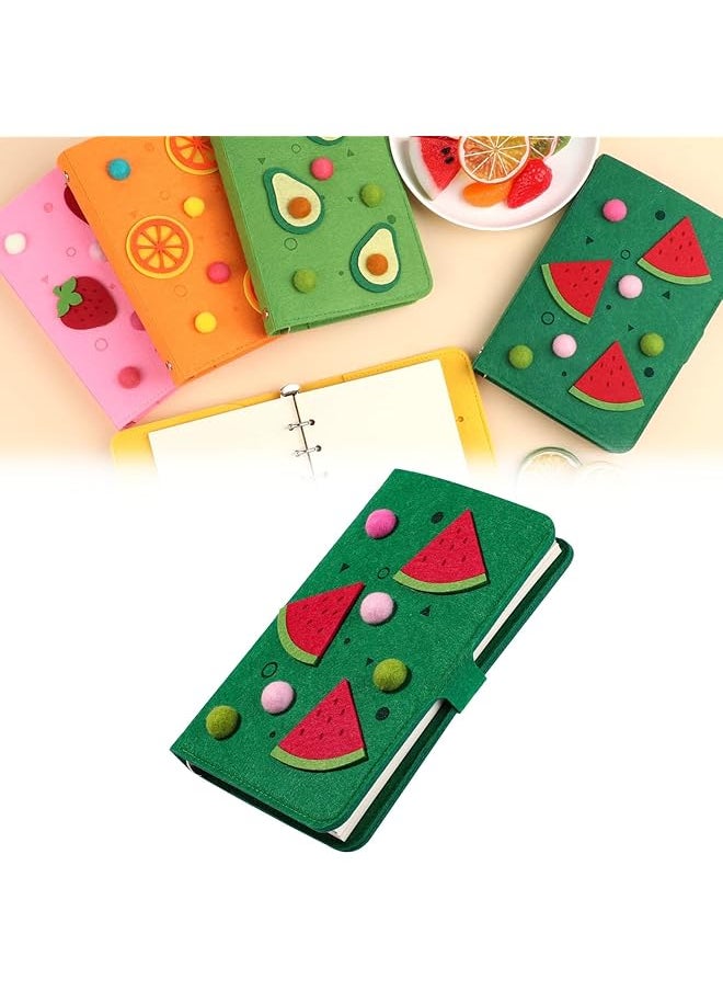 erorex - A6 Notebook Binder Cover Fruit A6 Budget Binder With 80 Filler Papers Soft Felt Refillable 6 Ring Binder Protector With Snap Button For 6 Hole Planner Pages Binder Pocket 3D Watermelon - Image 1