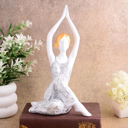 zart Resin Yoga Lady Home & Office Decor Fantasy Showpiece (Y600),Multicolor - Image 1