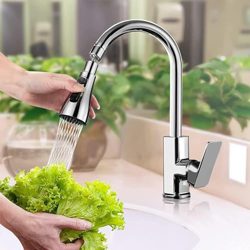 Rylan Universal Kitchen Sink Sprayer - 3-Function Pull Down Spray Head, Big Angle Rotatable, Anti-Splash (Silver) - Image 3