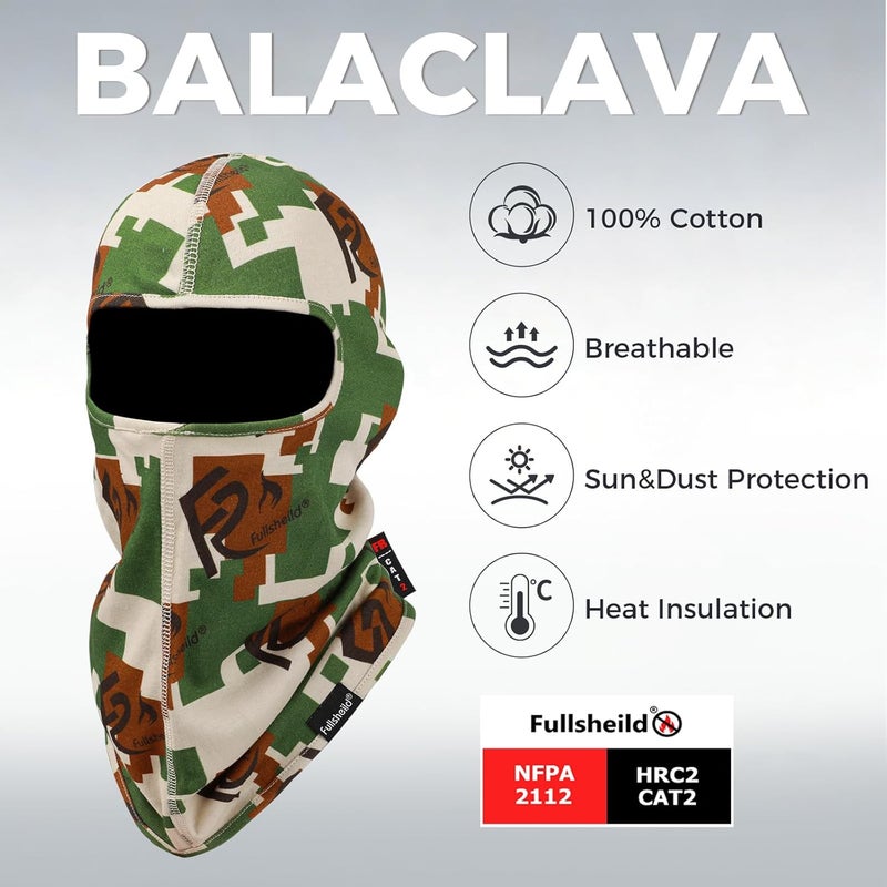 Fullsheild قناع بالاكلافا مقاوم للهب من فولشيلد FR معتمد NFPA2112 CAT2 غطاء للرأس للحام والصيد والجيش والعسكري مقاس واحد محلي وعابر شحن - Image 3