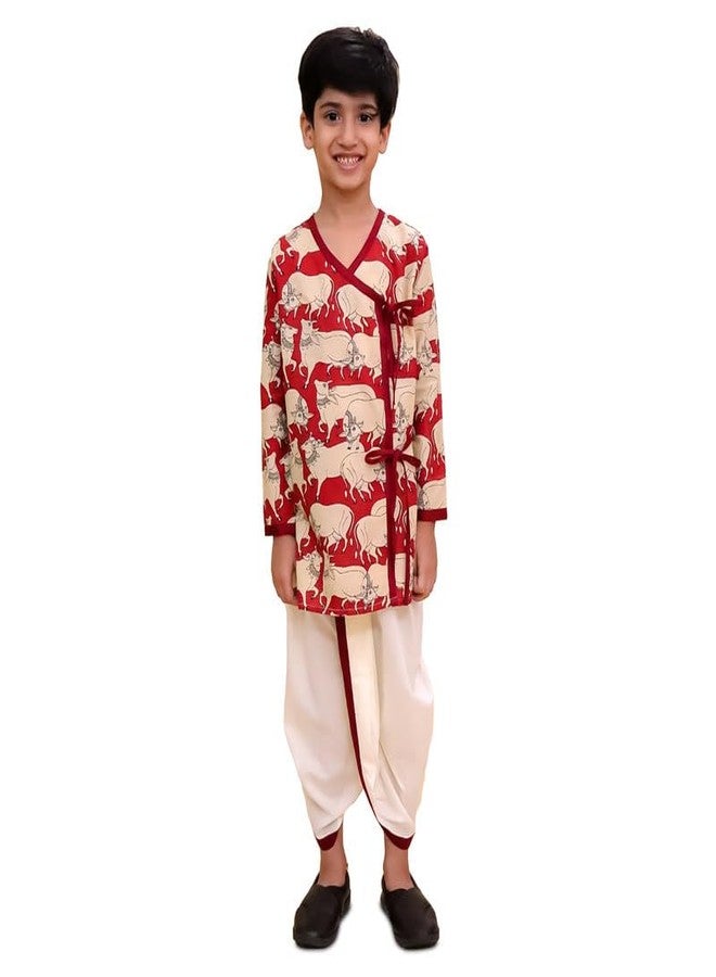 LITTLE GINNIE Cotton Kurta Pajama for Baby Boys 2-3 Years, Ethnic Wear for Boys - Red - Image 1