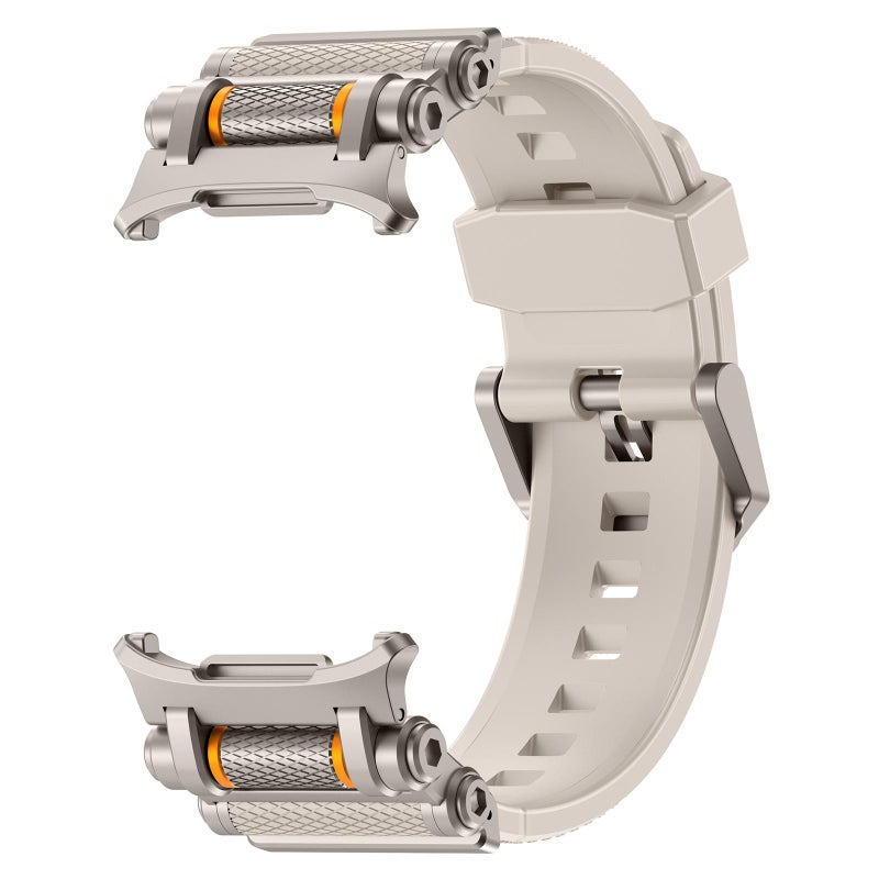 erorex For Samsung Galaxy Watch Ultra 47Mm / Ultra 2025 Metal Watch Connector Silicone Watch Band(Titanium Starlight) - Image 2