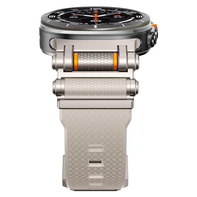 erorex For Samsung Galaxy Watch Ultra 47Mm / Ultra 2025 Metal Watch Connector Silicone Watch Band(Titanium Starlight) - Image 5