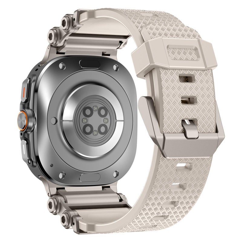 erorex For Samsung Galaxy Watch Ultra 47Mm / Ultra 2025 Metal Watch Connector Silicone Watch Band(Titanium Starlight) - Image 3