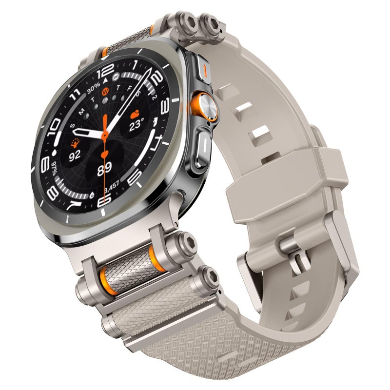 erorex For Samsung Galaxy Watch Ultra 47Mm / Ultra 2025 Metal Watch Connector Silicone Watch Band(Titanium Starlight) - Image 4