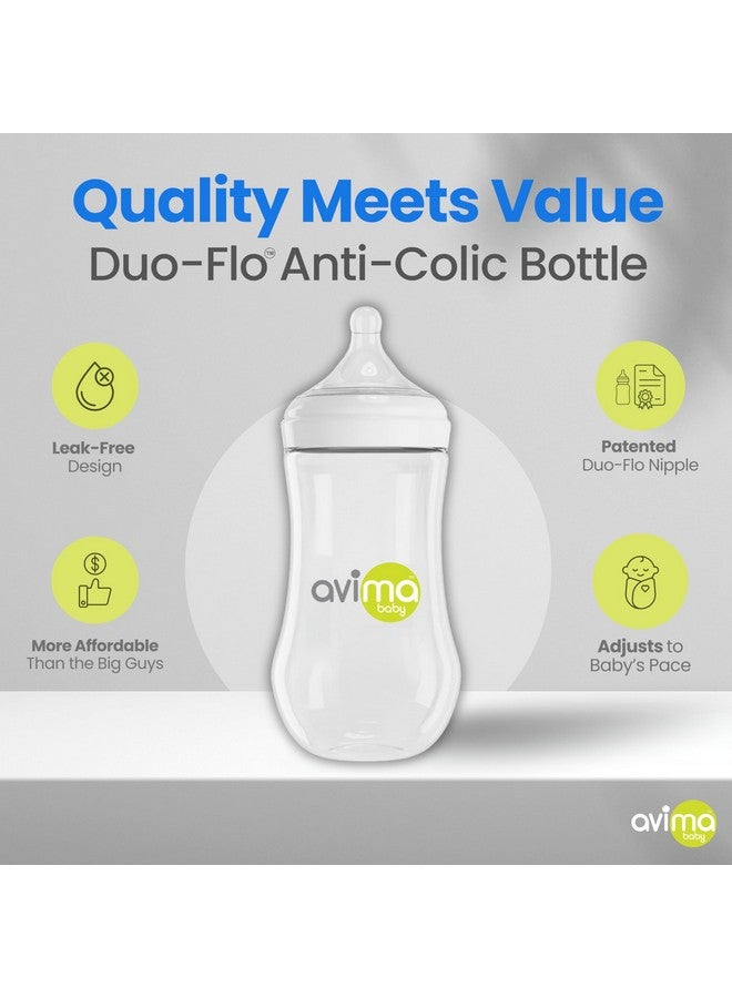 Avima Baby 12 oz Anti Colic Baby Bottles for Breastfed Babies - Fast Flow Nipples, Wide Neck Bottle, BPA Free - 9-12 Months, Stage 3 (Set of 3) - Image 3