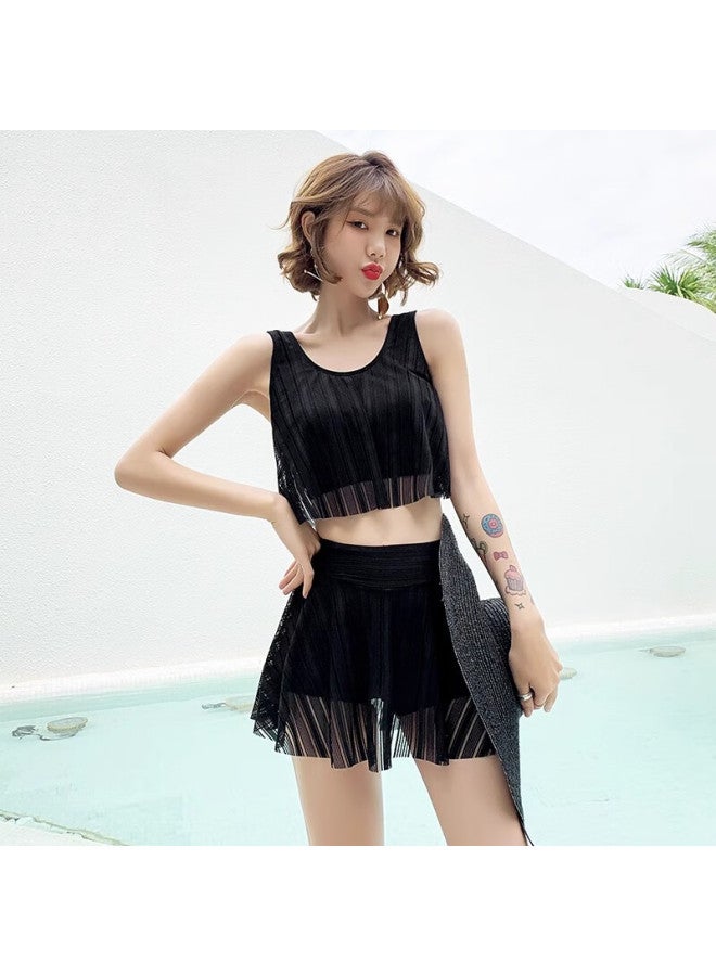 Skin-friendly Yifu Women's Two-piece Swimsuit Set With Skirt, Conservative Fashionable Slimming Korean Style For Hot Springs And Vacatio - Image 2