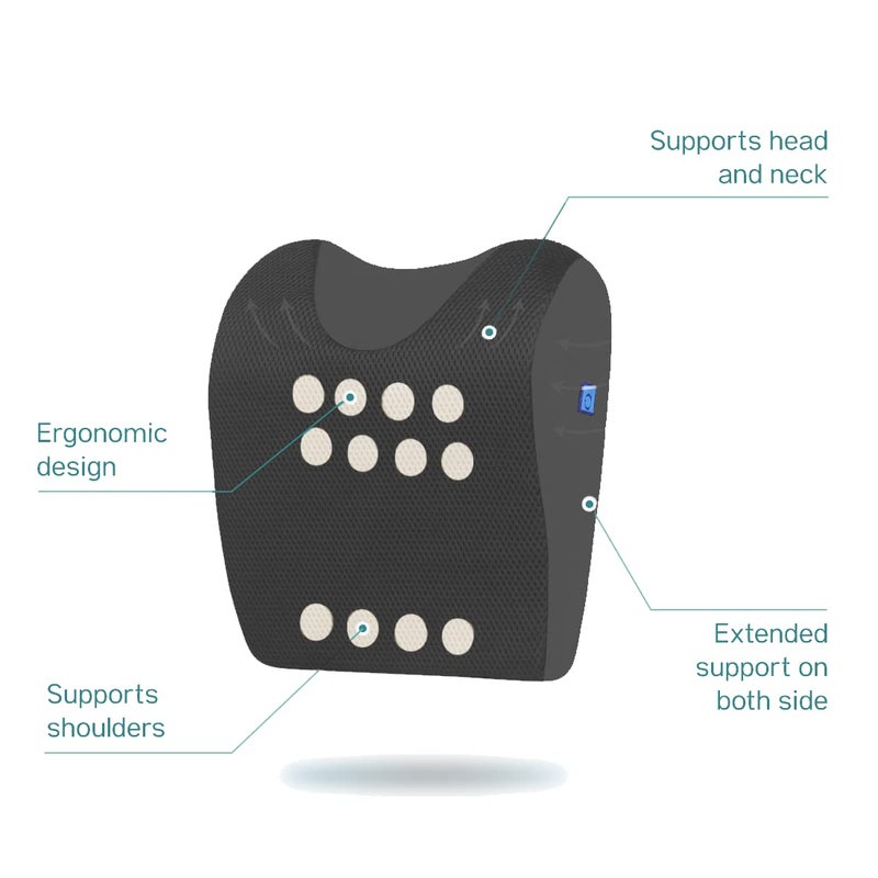Back Good Travel Neck Pillow, Car Neck Rest | 5-Year Warranty | Ortho Designed Memory Foam Headrest | Ergonomic Neck Support, Shoulder Support | Neck Pain Relief, Cervical Support, Car Seat (Black) - Image 3