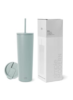 Simple Modern Simple Modern Insulated Tumbler with Lid and Straw | Iced Coffee Cup Reusable Stainless Steel Water Bottle Travel Mug | Gifts for Women Men Her Him | Classic Collection | 28oz | Sea Glass Sage  - Image 1