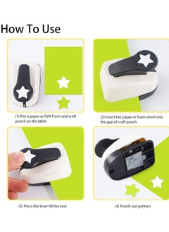 KASTWAVE Star Paper Punch, Star Hole Puncher, Star Hole Punch for Paper Crafts, 1 inch, 5/8 inch, 3/8 inch Hole Punch Shapes Star  - Image 4