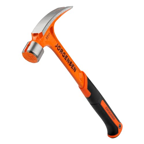Jorgensen 20 oz Straight Claw Hammer with Magnetic Nail Holder, Rip Claw Hammer with Milled Face & Shock Absorbing Grip, Heavy Duty One-piece Forged Hammer - Image 1