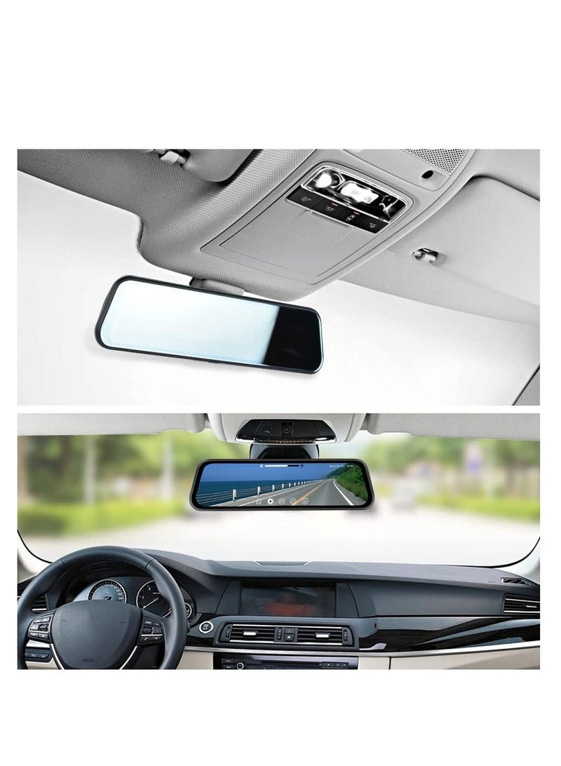 MOCOM 9.66 Inch Rearview Mirror Camera, Front and Rear Camera, 1080P Backup Camera, Touch Screen, Dual Front and Rear Cameras/Night Vision/Sensor - Image 2