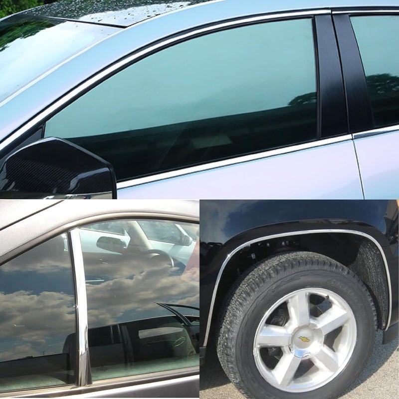 NANSH 16Ft Chrome Silver Extra Thick Auto Molding Trim Universal Bumper Window Door Body Side Decorative Strip Scratch-Proof (Width: 1/4inch [6mm]) Simple upgraded construction - Image 2
