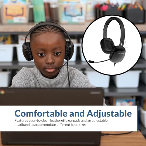 Cyber Acoustics سماعة ستيريو للكمبيوتر من سايبر أكوستكس (AC-6008)، اتصال 3.5 مم، ميكروفون أحادي الاتجاه مع ذراع مرنة للكمبيوتر وماك؛ مثالية للفصول الدراسية أو المنزل - Image 2