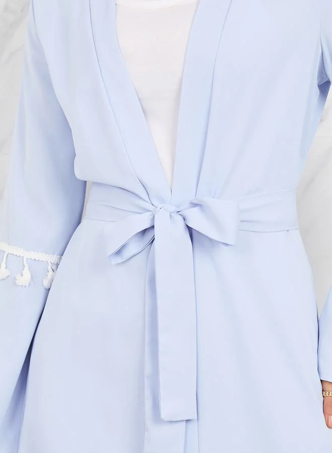 Take Two Tassle Detail Regular Fit Kimono with Self Tie Up