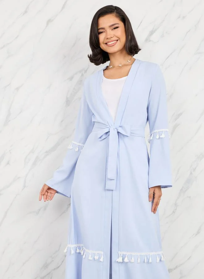 Take Two Tassle Detail Regular Fit Kimono with Self Tie Up