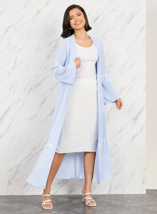 Take Two Tassle Detail Regular Fit Kimono with Self Tie Up