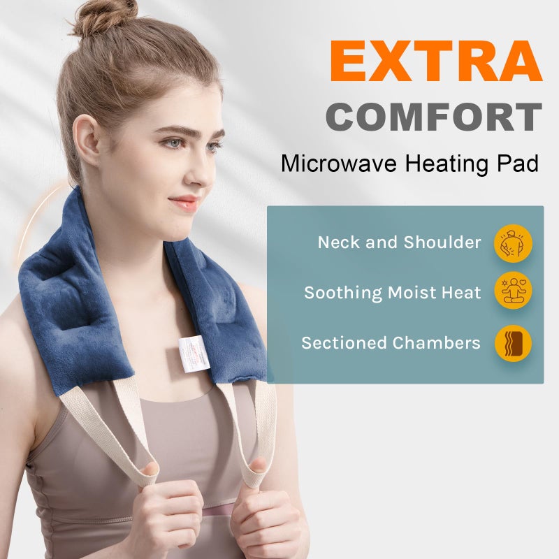 uncn Heating Pad for Neck Shoulders and Back Microwavable Wrap Weighted Neck Warmer 32x5in Microwave Heat Wrap Rice Beanbag Lavender Scented 1.5Pounds - Image 2