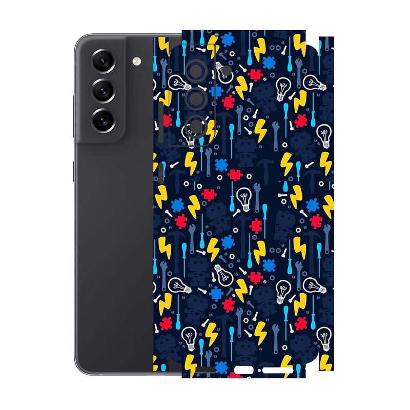 90STETHIX Compatible for Samsung Galaxy S21 FE (5G) Mobile Back Skin Screen Guard Protector (Coverage - Back+Camera+Sides) (Design-6) (195) - Image 1