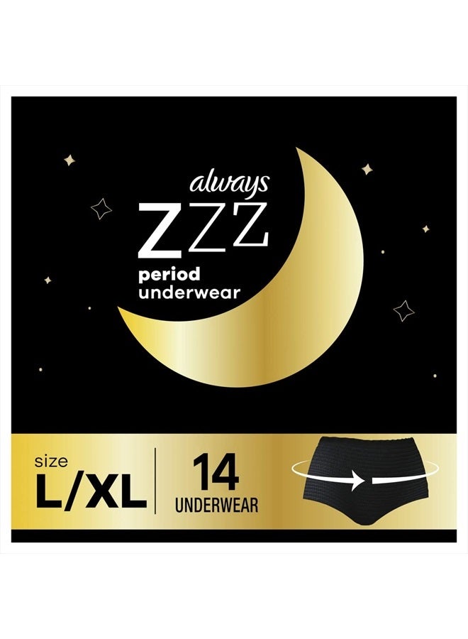 Always Zzzs Overnight Disposable Period Underwear for Women, Black Period Panties, Leakproof, Large/X- Large, 14 Count  - Image 1