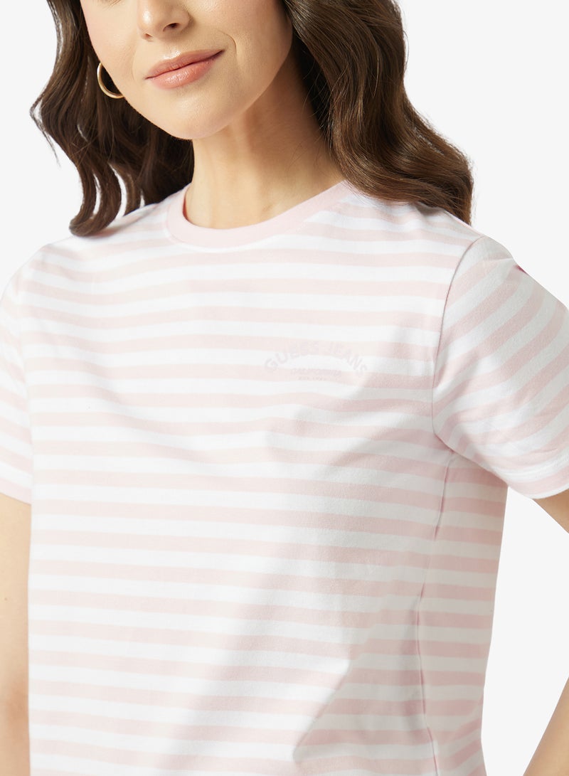 GUESS Striped Crew Neck T-Shirt - Image 3
