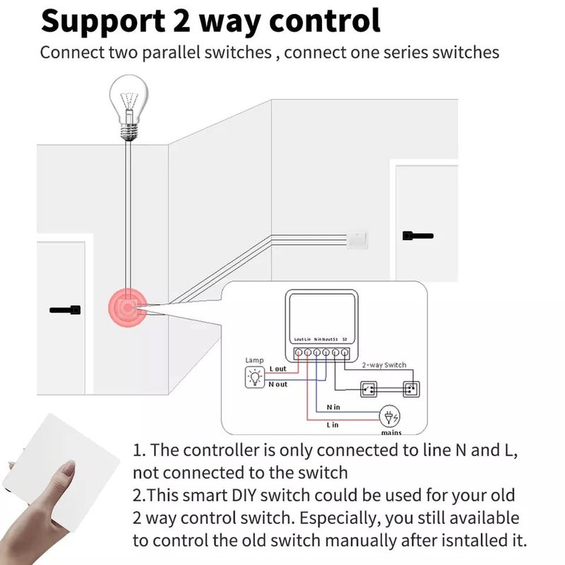 SWYAM No Battery Self Powered Kinetic Wireless RF Switch 2 Way Operation 1 Gang 1 Receiver Switch Compatible with Any Electrical Load - Image 5
