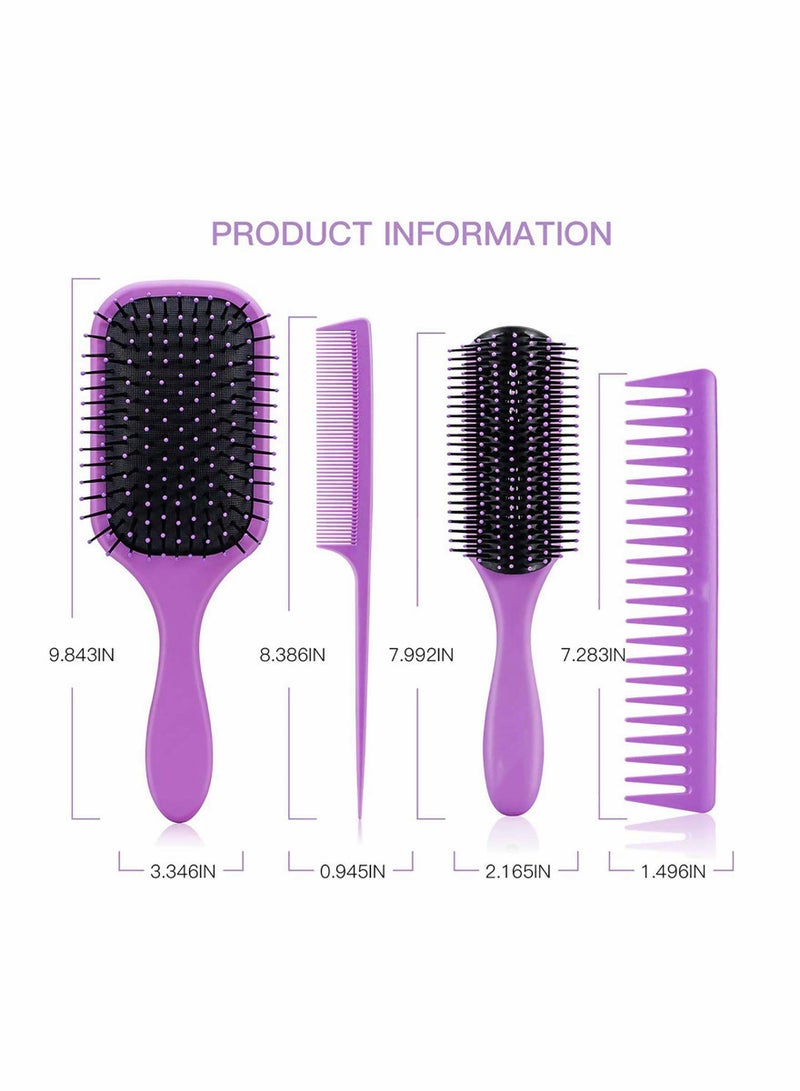 Y&D Hair Brush Set - Detangler, Styling Brush, Tail Comb & Wide Tooth for Women Men, Great on Wet or Dry 4Pcs - Image 5