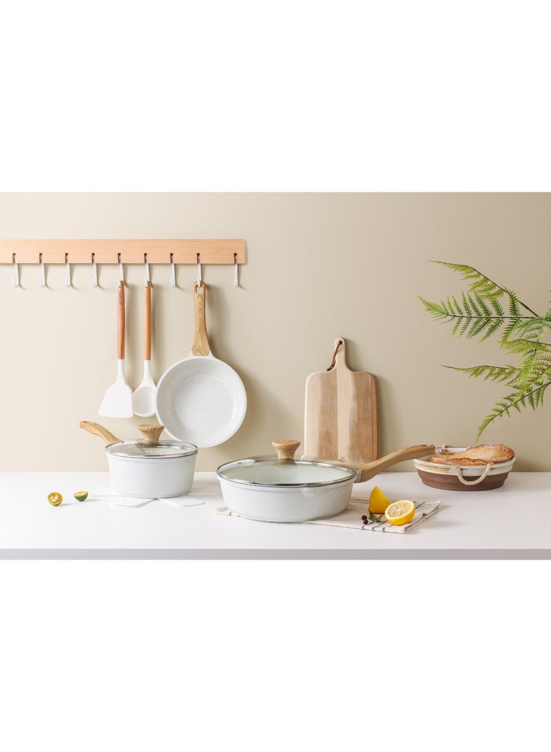 Sensarte Ceramic Cookware Sets, Pots And Pans Set Non Stick, 23-Piece Induction Cookware, Non Toxic Healthy Non Stick Kitchen Cooking Set, With Frying Pans Set, Pfas Ptfe Pfoa Pfos Free White - Image 2