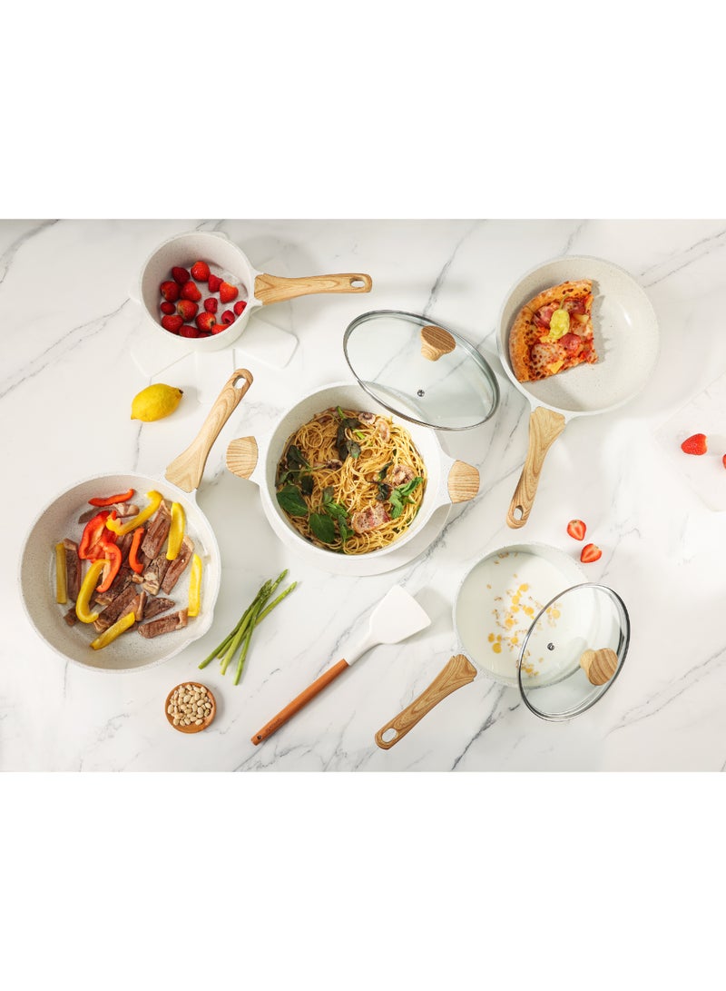 Sensarte Ceramic Cookware Sets, Pots And Pans Set Non Stick, 23-Piece Induction Cookware, Non Toxic Healthy Non Stick Kitchen Cooking Set, With Frying Pans Set, Pfas Ptfe Pfoa Pfos Free White - Image 4