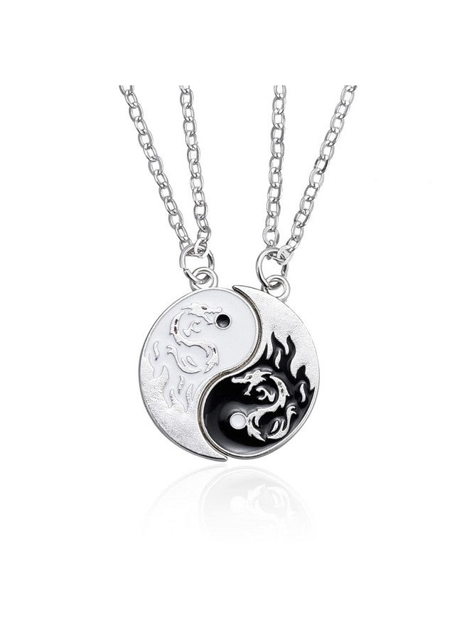 hanreshe Womens Cat Matching Necklaces Best Friend Necklaces Heart Yin Yang Friendship Necklace For 2, Metal Stainless Steel, Amazonite - Image 1