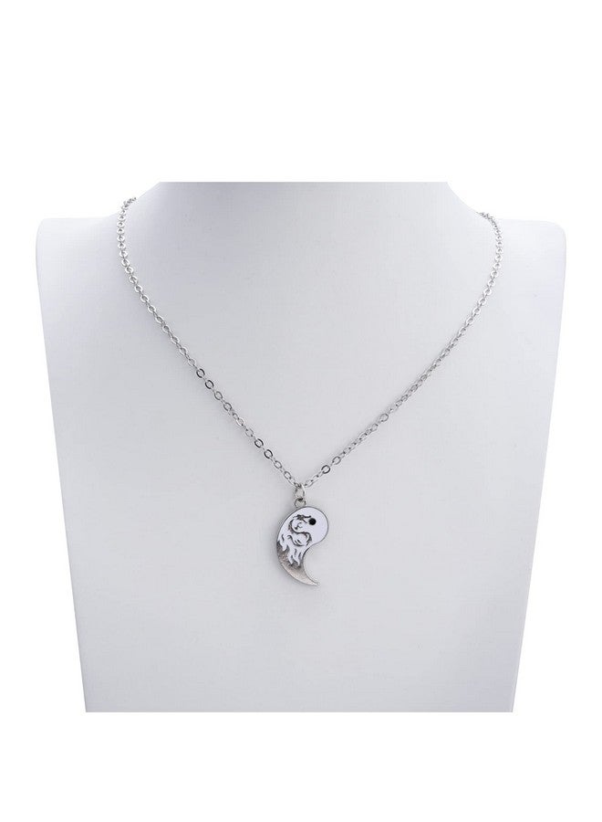 hanreshe Womens Cat Matching Necklaces Best Friend Necklaces Heart Yin Yang Friendship Necklace For 2, Metal Stainless Steel, Amazonite - Image 2