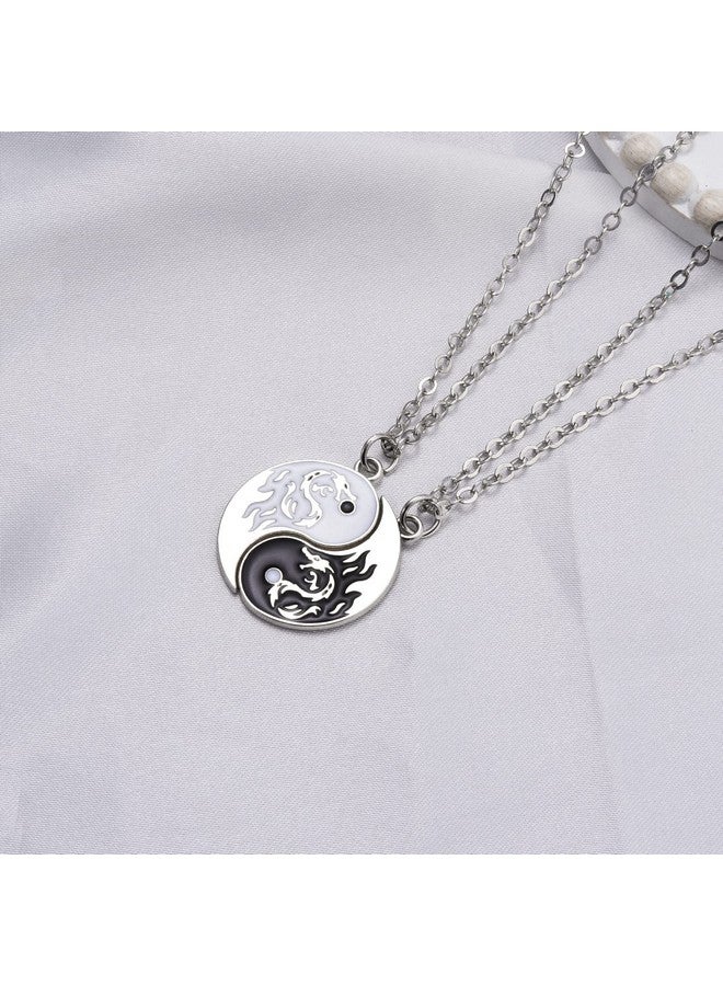 hanreshe Womens Cat Matching Necklaces Best Friend Necklaces Heart Yin Yang Friendship Necklace For 2, Metal Stainless Steel, Amazonite - Image 3
