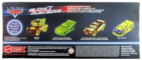 Disney Cars Glow Racers 4-Pack Lightning McQueen, Mater, Cruz Ramirez, & Vinyl Toupee #76 Will Rusch - Image 2